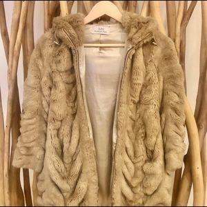 Girls Large Patrizia Pepe camel faux fur jacket